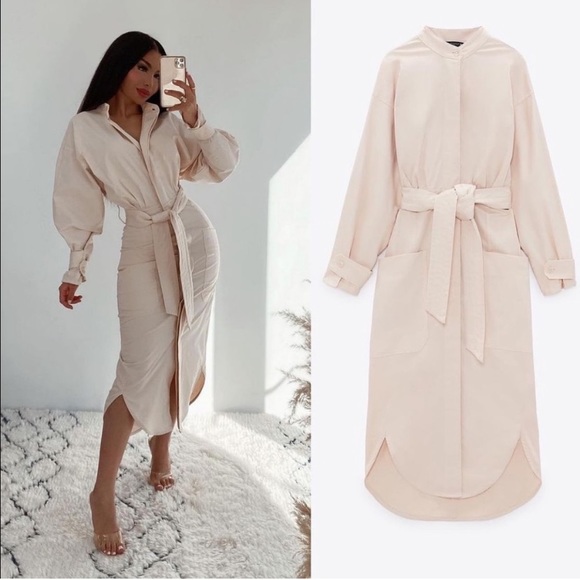 Zara Dresses & Skirts - ZARA NWT BELTED VOLUMINOUS DRESS XS
